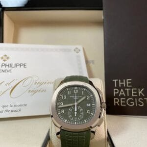Patek Philippe Aquanaut White Gold - 2022 - 42.2 mm - Khaki Green Embossed Dial - 5968G-010 *FULL SET*