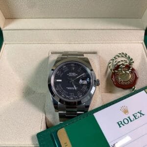 Rolex Steel Datejust II - 2018 - Smooth Bezel - Black Roman Dial - Oyster Bracelet - 116300 *FULL SET*