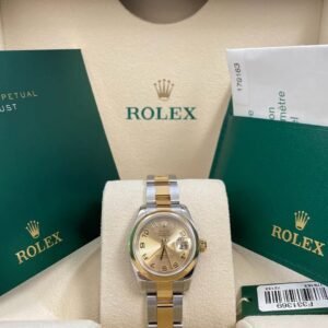 Rolex Yellow Gold and Steel Lady-Datejust - F Serial - Smooth Bezel - Champagne Dial - Oyster Bracelet - 179163