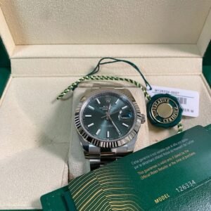 Rolex Steel Datejust 41 - 2024 - Fluted Bezel - Mint Green Dial - Oyster Bracelet - 126334 *FULL SET*