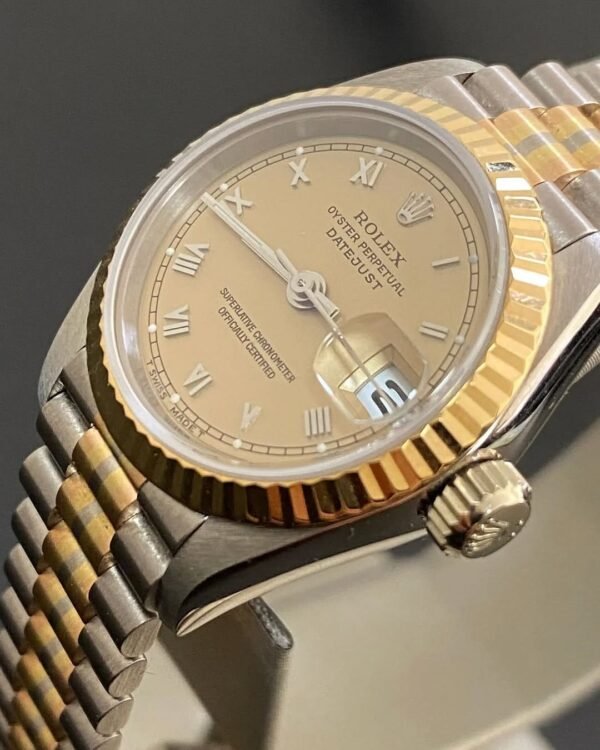Rolex White Gold Lady-Datejust - W serial - Fluted Bezel - Tridor - President Bracelet - 69179B - Image 9