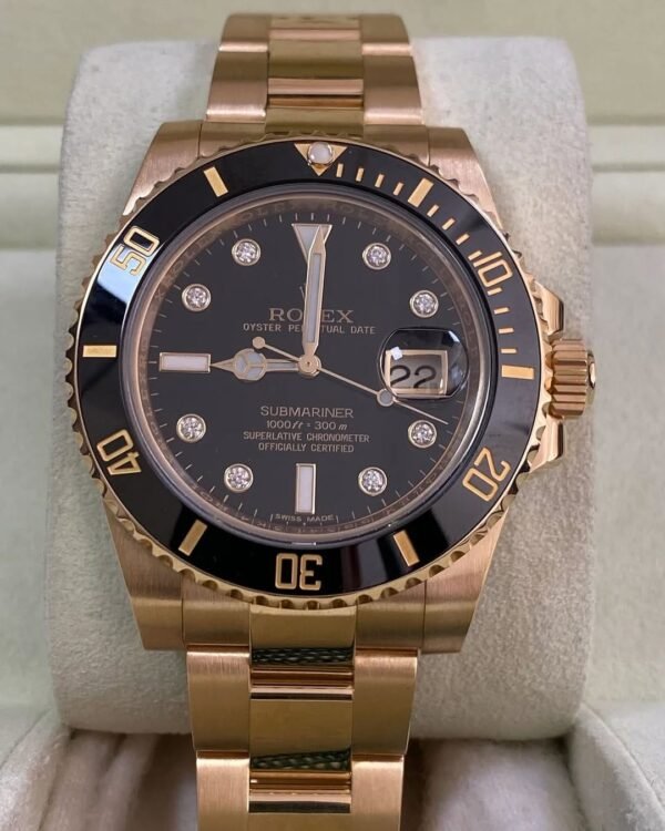 Rolex Yellow Gold Submariner Date - 2014 - Black Bezel - Diamond Dial - 116618LN *FULL SET* - Image 8