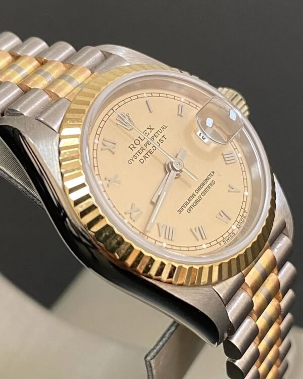 Rolex White Gold Lady-Datejust - W serial - Fluted Bezel - Tridor - President Bracelet - 69179B - Image 5