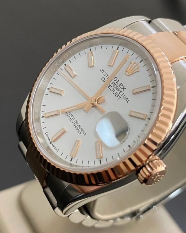 Rolex Steel and Everose Gold Datejust 36 - 2018 - Fluted Bezel - White Index Dial - Oyster Bracelet - 116231 *FULL SET* - Image 2