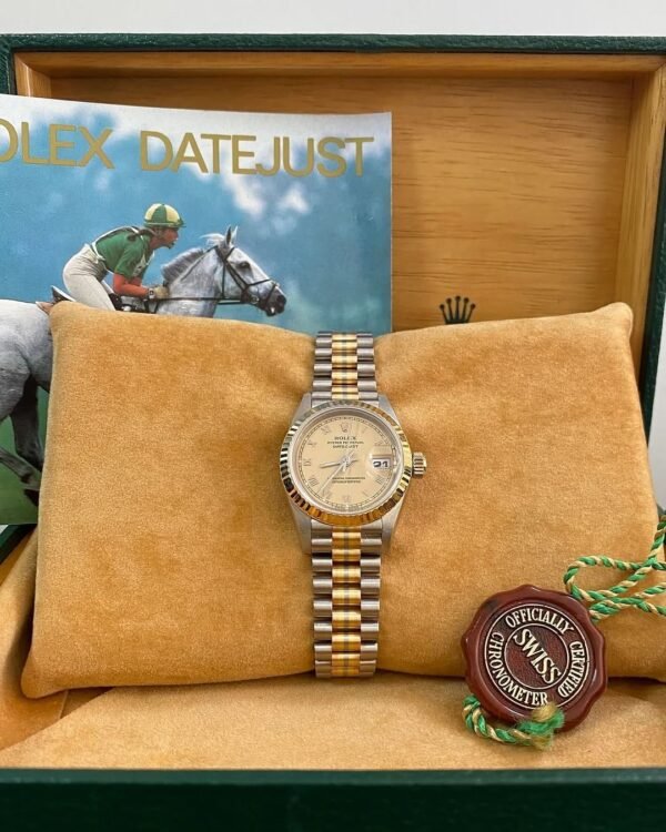 Rolex White Gold Lady-Datejust - W serial - Fluted Bezel - Tridor - President Bracelet - 69179B