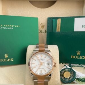 Rolex Steel and Everose Gold Datejust 36 - 2018 - Fluted Bezel - White Index Dial - Oyster Bracelet - 116231 *FULL SET*