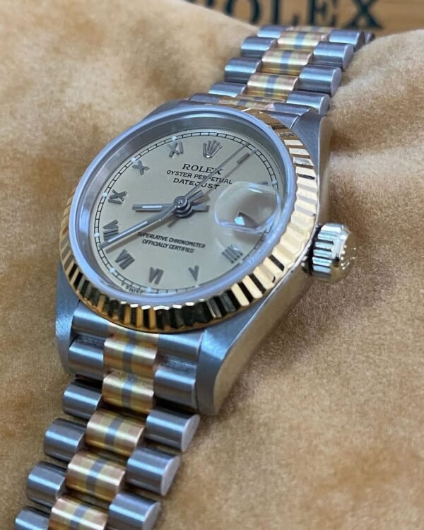 Rolex White Gold Lady-Datejust - W serial - Fluted Bezel - Tridor - President Bracelet - 69179B - Image 2