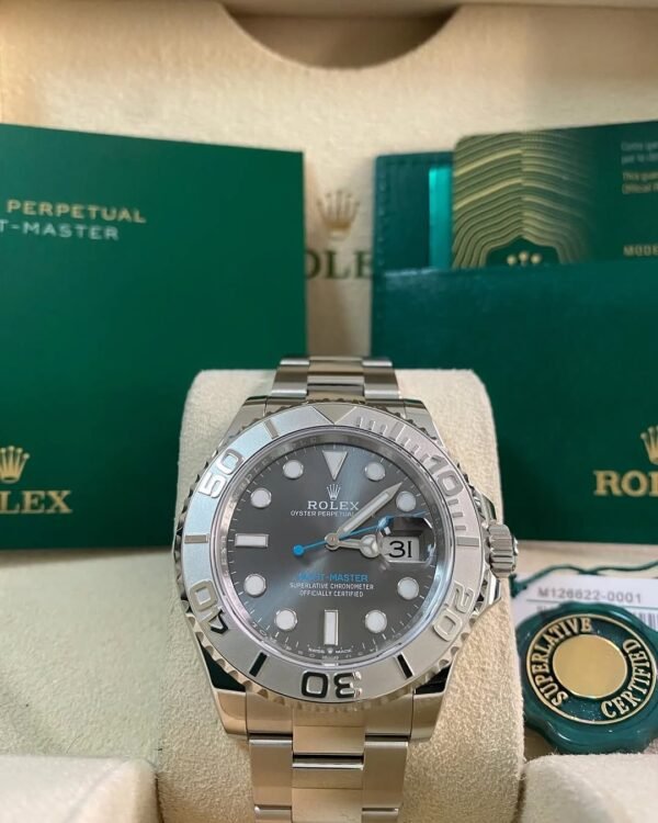 Rolex Steel and Platinum Yacht-Master 40 - 2024- Grey Dial - Platinum Bezel - 126622 *FULL SET*