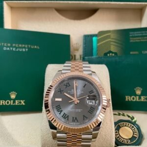 Rolex Steel and Everose Gold Datejust 41 - 2024 - Fluted Bezel - “Wimbledon” Dial - Jubilee Bracelet - 126331 *FULL SET*