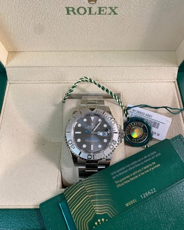 Rolex Steel and Platinum Yacht-Master 40 - 2024- Grey Dial - Platinum Bezel - 126622 *FULL SET* - Image 4
