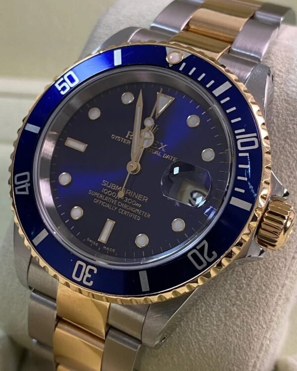 Rolex Steel and Yellow Gold Submariner Date - P serial - “Bluesy” Pre Ceramic Bezel -Oyster Bracelet - 16613 - Image 6