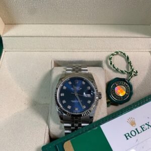 Rolex Steel Datejust 36 - 2018 - Fluted Bezel - Blue Diamond Dial - Jubilee Bracelet - 116234 *FULL SET*