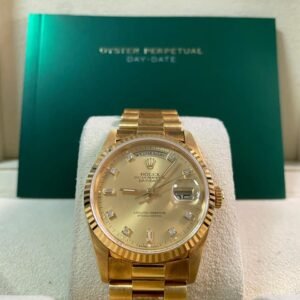 Rolex Yellow Gold Day-Date 36 - X serial - Fluted Bezel - Champagne Diamond Dial - President Bracelet - 18238 *UNPOLISHED*