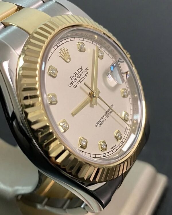 Rolex Steel & Yellow Rolesor Datejust II - Fluted Bezel - Ivory Diamond Dial - Oyster Bracelet - 116333 - Image 5