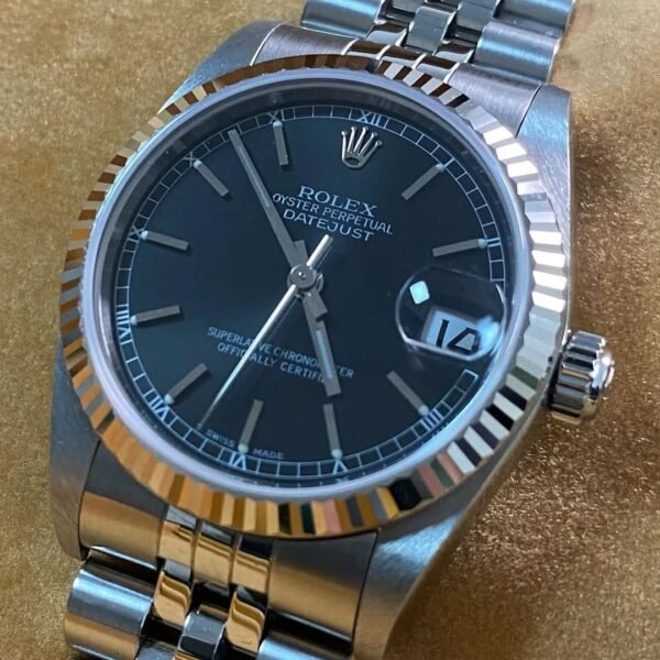 Rolex Steel Datejust 31 - A serial - Fluted Bezel - Black Index Dial - Jubilee Bracelet - 78274 *FULL SET* - Image 6