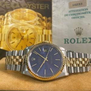 Rolex Steel and Yellow Gold Datejust 36 - N serial - Fluted Bezel - Blue Index Dial - Jubilee Bracelet - 16233