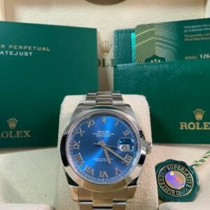 Rolex Steel Datejust 41 - 2021 - Smooth Bezel -Blue Roman Dial - Oyster Bracelet - 126300 *FULL SET*