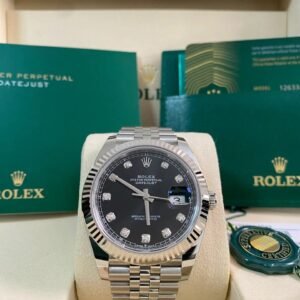 Rolex Steel Datejust 41 - 2025 - Fluted Bezel - Black Diamond Dial - Jubilee Bracelet - 126334