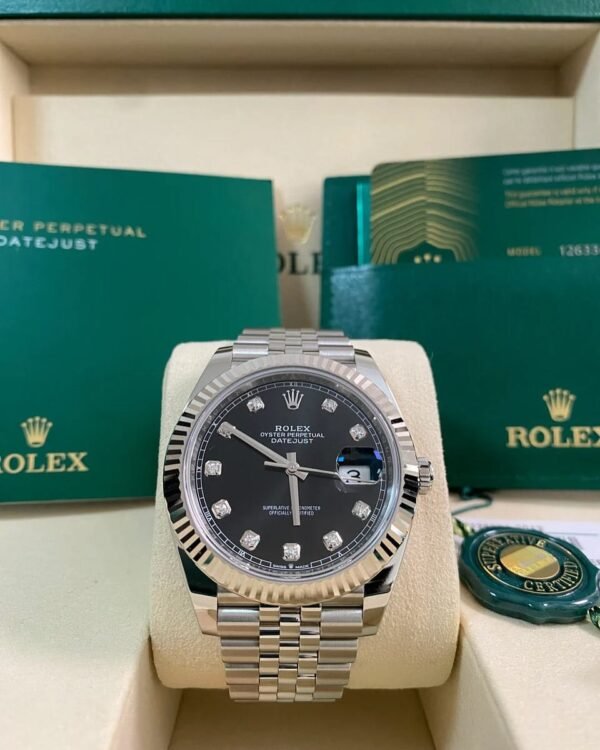 Rolex Steel Datejust 41 - 2025 - Fluted Bezel - Black Diamond Dial - Jubilee Bracelet - 126334