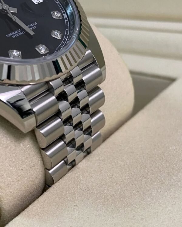 Rolex Steel Datejust 41 - 2025 - Fluted Bezel - Black Diamond Dial - Jubilee Bracelet - 126334 - Image 11