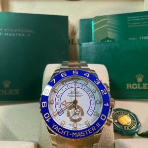 Rolex Steel and Everose Gold Yacht-Master II - 2020 - Blue Bezel - White Dial - 116681 *FULL SET*