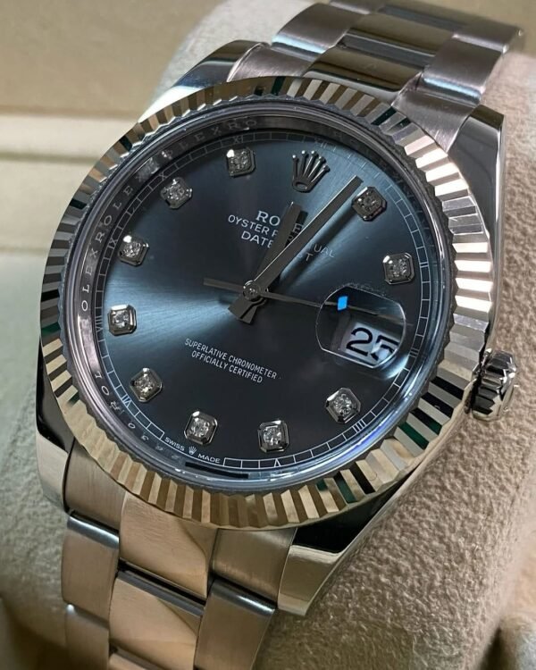 Rolex Steel Datejust 41 - 2023 - Fluted Bezel - Rhodium Diamond Dial - Oyster Bracelet - 126334 *FULL SET* - Image 4