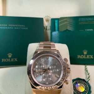 Rolex Everose Gold Cosmograph Daytona - 2022 - Sundust Baguette Dial - 116505 *FULL SET*