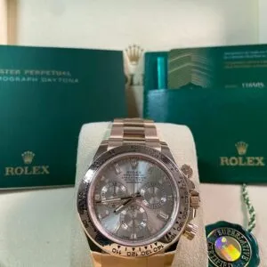 Rolex Everose Gold Cosmograph Daytona - 2022 - Sundust Baguette Dial - 116505 *FULL SET*
