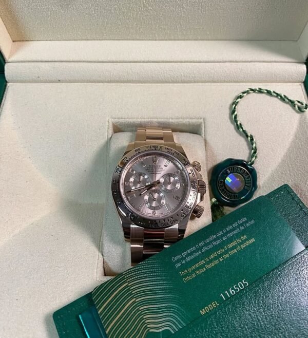 Rolex Everose Gold Cosmograph Daytona - 2022 - Sundust Baguette Dial - 116505 *FULL SET* - Image 10