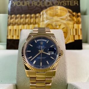 Rolex Yellow Gold Day-Date 36 - M serial - Fluted Bezel - Blue Index Dial - President Bracelet - 118238