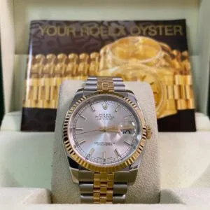 Rolex Steel and Yellow Gold Datejust 36 - Fluted Bezel - Silver Index Dial - Jubilee Bracelet - 116233