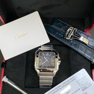 2024 Santos de Cartier Large - 39.8 mm Steel Case - Blue Roman Dial - WSSA0071 *FULL SET*