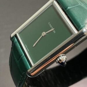 Cartier Tank Must Steel - 2024 - Green Dial - Green Alligator Strap - WSTA0056 *FULL SET*