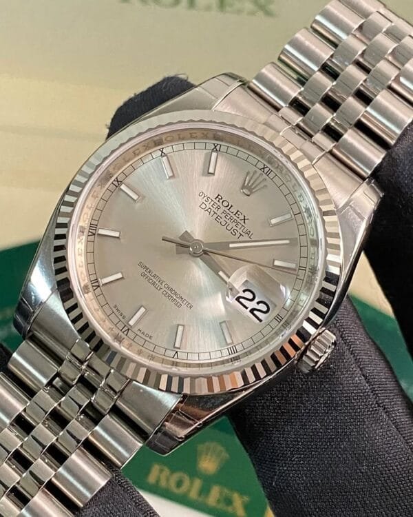 Rolex Steel Datejust 36 - 2009 - Fluted Bezel - Silver Index Dial - Jubilee Bracelet - 116234 *FULL STICKERS* - Image 11