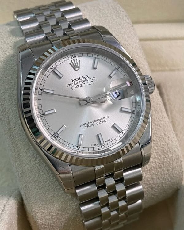 Rolex Steel Datejust 36 - 2009 - Fluted Bezel - Silver Index Dial - Jubilee Bracelet - 116234 *FULL STICKERS* - Image 8