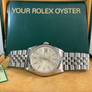 Rolex Steel Datejust 36 - W serial - Fluted Bezel - Silver Index Dial - Jubilee Bracelet - 16234 *No Holes Case*
