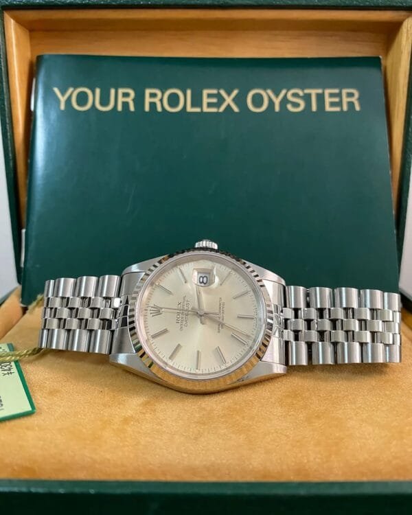 Rolex Steel Datejust 36 - W serial - Fluted Bezel - Silver Index Dial - Jubilee Bracelet - 16234 *No Holes Case*