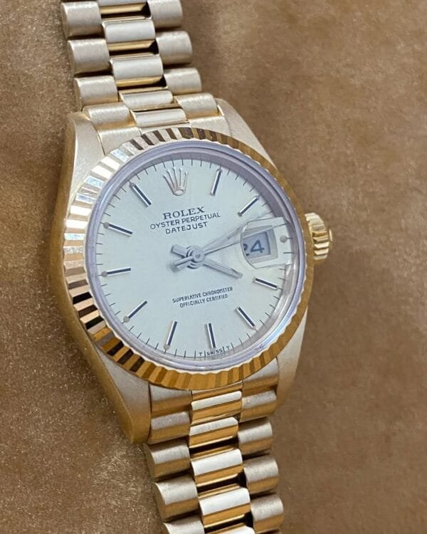 Rolex Yellow Gold Lady-Datejust - 1986 - Fluted Bezel - Champagne Index Dial - President Bracelet - 69178 - Image 2