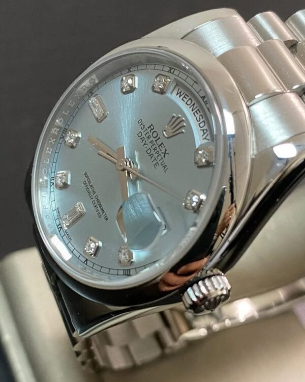 Rolex Platinum Day-Date 36 - 2013 - Domed Bezel - Ice Blue Glacier Diamond Dial - President Bracelet - 118206 *FULL SET* - Image 11