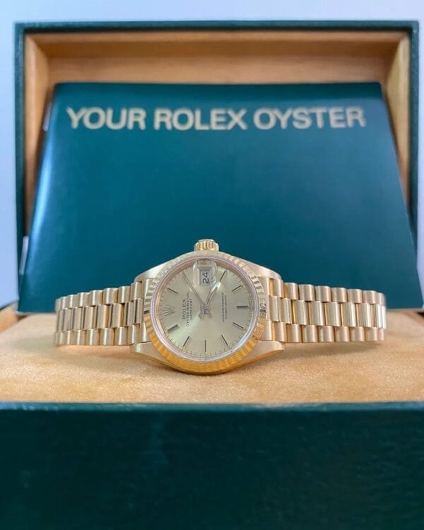 Rolex Yellow Gold Lady-Datejust - 1986 - Fluted Bezel - Champagne Index Dial - President Bracelet - 69178