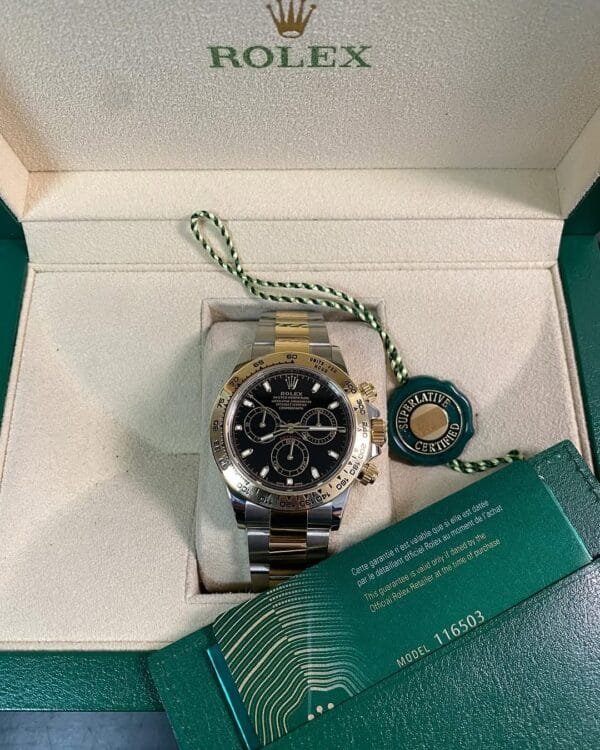 Rolex Yellow Gold Rolesor Cosmograph Daytona - 2021 - Black Index Dial - 116503 *FULL SET* - Image 2
