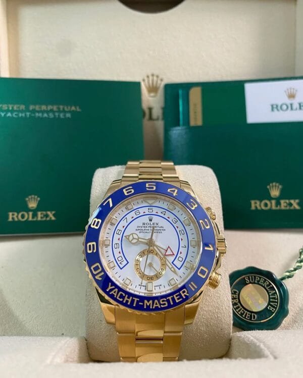 Rolex Yellow Gold Yacht-Master II - 2020 - Blue Bezel - White Dial - 116688 *FULL SET* - Image 2