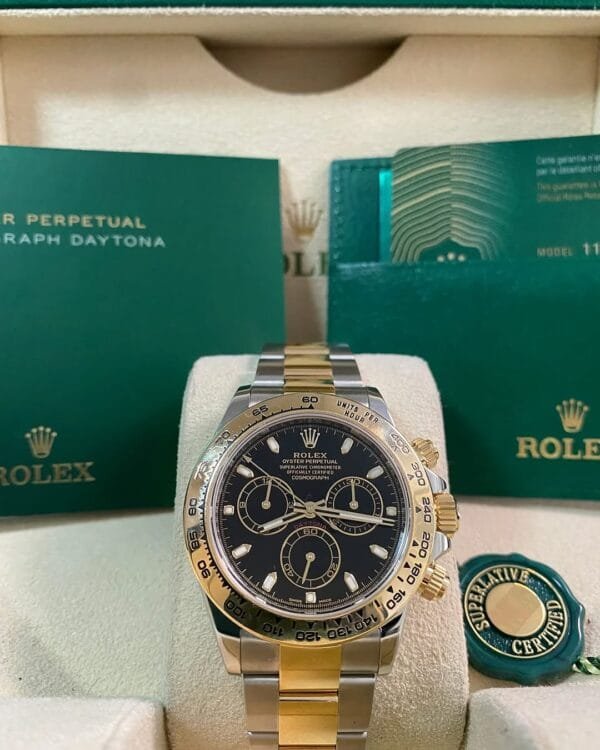 Rolex Yellow Gold Rolesor Cosmograph Daytona - 2021 - Black Index Dial - 116503 *FULL SET*