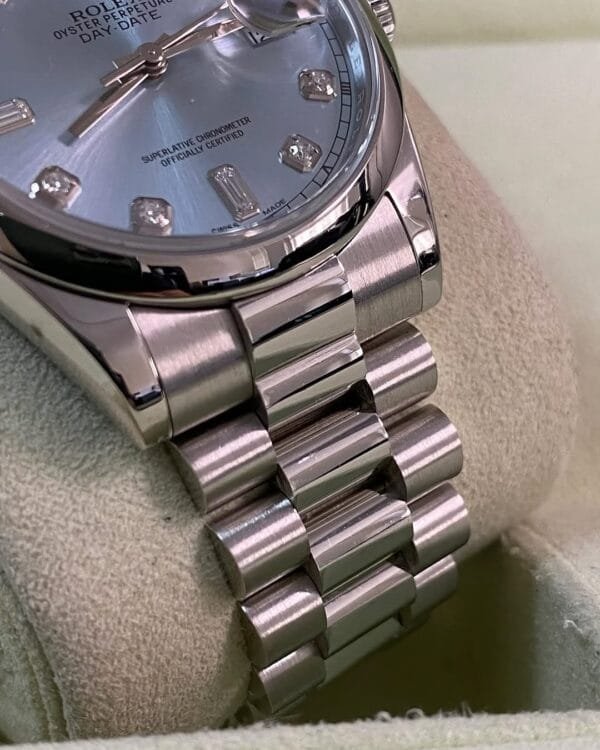 Rolex Platinum Day-Date 36 - 2013 - Domed Bezel - Ice Blue Glacier Diamond Dial - President Bracelet - 118206 *FULL SET* - Image 4