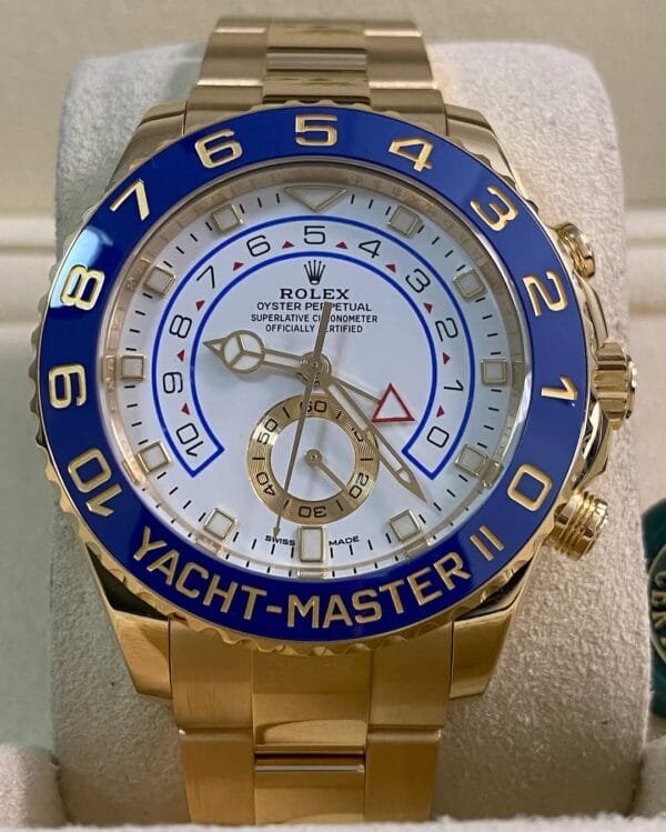 Rolex Yellow Gold Yacht-Master II - 2020 - Blue Bezel - White Dial - 116688 *FULL SET* - Image 3