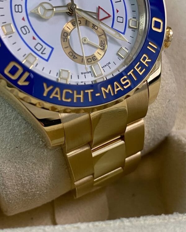 Rolex Yellow Gold Yacht-Master II - 2020 - Blue Bezel - White Dial - 116688 *FULL SET* - Image 4