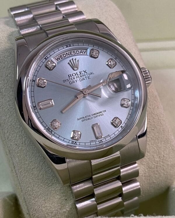 Rolex Platinum Day-Date 36 - 2013 - Domed Bezel - Ice Blue Glacier Diamond Dial - President Bracelet - 118206 *FULL SET* - Image 8