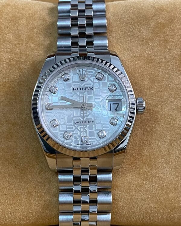 Rolex Steel Datejust 31 - Z serial - Fluted Bezel - Silver Anniversary Diamond Dial - Jubilee Bracelet - 178274 *FULL SET* - Image 10