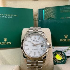 Rolex Steel Datejust 41 - 2021 - Fluted Bezel - White Index Dial - Jubilee Bracelet - 126334 *FULL SET*