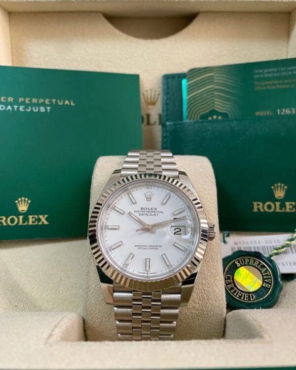 Rolex Steel Datejust 41 - 2021 - Fluted Bezel - White Index Dial - Jubilee Bracelet - 126334 *FULL SET*
